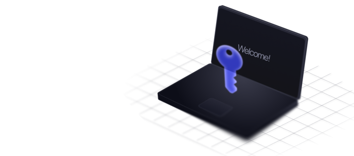Laptop with a welcome screen and API key