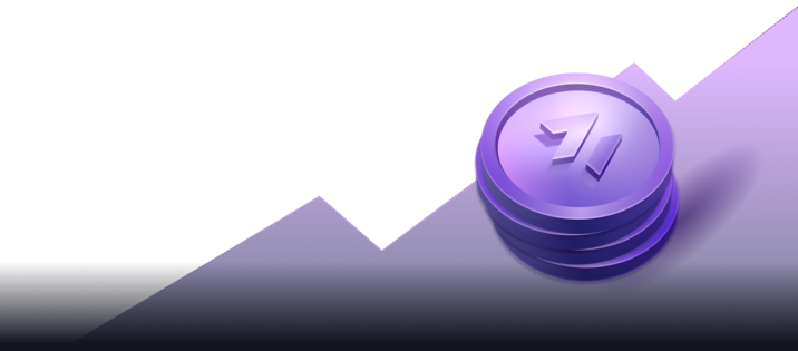 Stack of credits with a rising usage chart