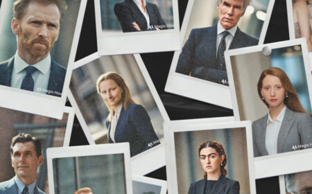 Grid of professional AI-generated headshots.