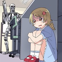 Anime Girl Hiding from Terminator