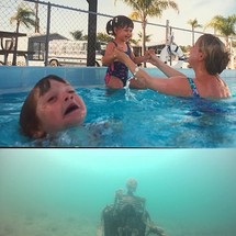 Mother Ignoring Kid Drowning in a Pool